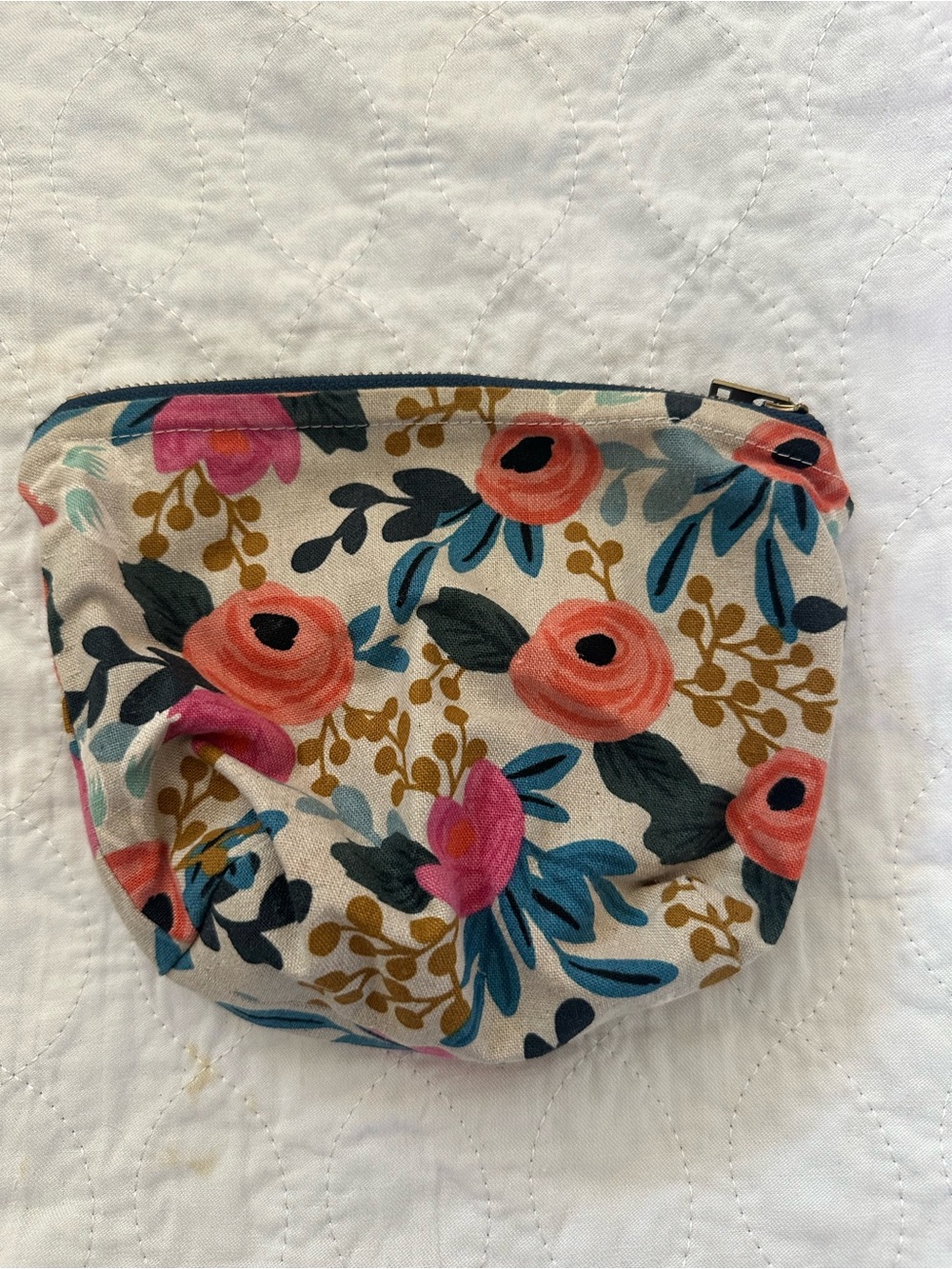 Floral Zip Pouch - Coral & Teal Flowers